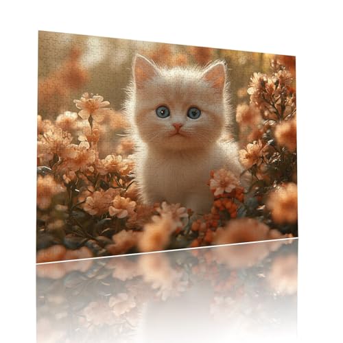 Puzzle Erwachsene 80 Teile Katze Blume Educa Jigsaw für Kinder ab 8 Jahren Mädchen Jungen, Erwachsene Impossible Klassische Puzzles Schwer, Anspruchsvoll Spielspaß, Als Familienspiel 15x20cm t-692 von Dirjuong