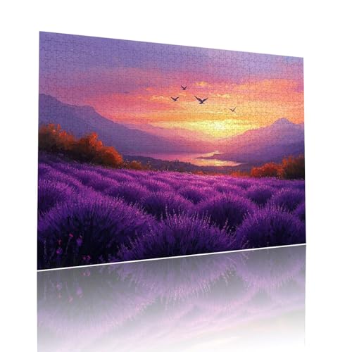 Puzzle Erwachsene 80 Teile Lavendel Sonnenuntergang Educa Jigsaw für Kinder ab 8 Jahren Mädchen Jungen, Erwachsene Impossible Klassische Puzzles, Anspruchsvoll Spielspaß, Als Geschenke 15x20cm t-974 von Dirjuong