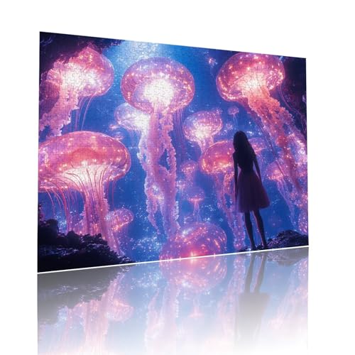 Qualle Puzzle für Erwachsene Kinder Anspruchsvoll 1000 Teile Impossible Klassische Puzzles Schwer Traum ab 8 9 10 Jahre Mädchen Jungen Jigsaw Kunst Educa, für Dekoration und Geschenke 50x75cm t-925 von Dirjuong