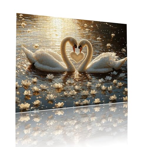 Schwan Puzzle für Erwachsene Kinder Anspruchsvoll 200 Teile Impossible Klassische Puzzles Schwer Tier ab 8 9 10 Jahre für Mädchen Jungen Jigsaw Kunst Educa, für Dekoration und Geschenke 25x35cm t-937 von Dirjuong