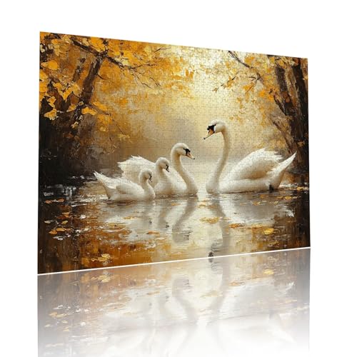 Schwan Puzzle für Erwachsene Kinder Anspruchsvoll 300 Teile Impossible Klassische Puzzles Schwer Tier ab 8 9 10 Jahre für Mädchen Jungen Jigsaw Kunst Educa, für Dekoration und Geschenke 38x52cm t-941 von Dirjuong