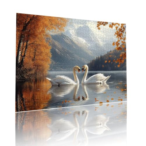 Schwan Puzzle für Erwachsene Kinder Anspruchsvoll 500 Teile Impossible Klassische Puzzles Schwer Tier ab 8 9 10 Jahre für Mädchen Jungen Jigsaw Kunst Educa, für Dekoration und Geschenke 38x52cm t-935 von Dirjuong