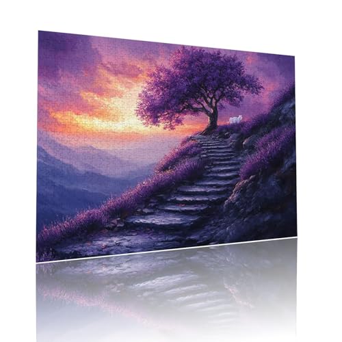 Sonnenuntergang Puzzle für Erwachsene Kinder Anspruchsvoll 1314 Teile Impossible Klassische Puzzles Schwer Baum ab 8 9 10 Jahre für Mädchen Jungen Jigsaw Kunst Educa, für Geschenke 50x75cm t-601 von Dirjuong