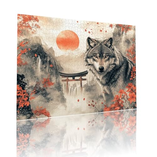 Sonnenuntergang Puzzle für Erwachsene Kinder Anspruchsvoll 1500 Teile Impossible Klassische Puzzles Schwer Wolf ab 8 9 10 Jahre für Mädchen Jungen Jigsaw Kunst Educa, für Geschenke 57x87cm t-585 von Dirjuong