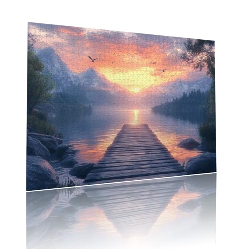 Sonnenuntergang Puzzle für Erwachsene Kinder Anspruchsvoll 200 Teile Impossible Klassische Puzzles Schwer Landschaft ab 8 9 10 Jahre für Mädchen Jungen Jigsaw Kunst Educa, für Geschenke 25x35cm t-555 von Dirjuong