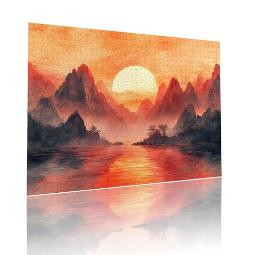 Sonnenuntergang Puzzle für Erwachsene Kinder Anspruchsvoll 80 Teile Impossible Klassische Puzzles Schwer Landschaft ab 8 9 10 Jahre für Mädchen Jungen Jigsaw Kunst Educa, für Geschenke 15x20cm t-525 von Dirjuong
