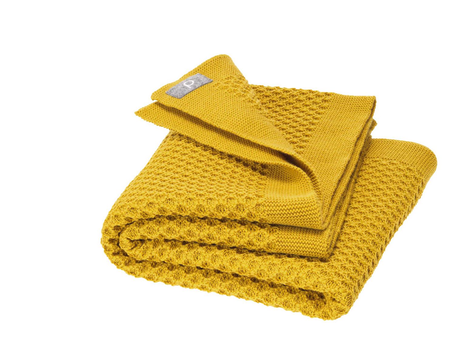 Disana Waben-Strickdecke aus Wolle - 135x200cm - Curry Disana Waben-Strickdecke aus Wolle - 135x200cm - Curry von Disana