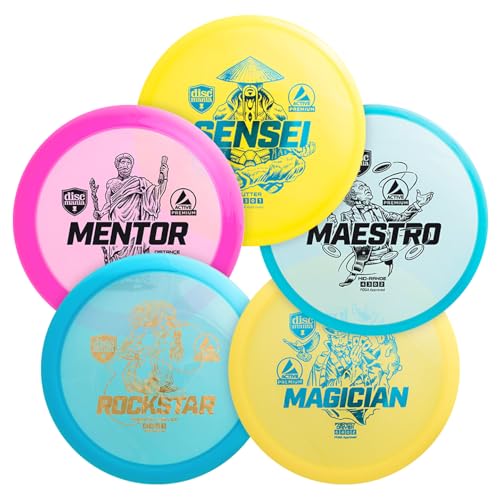 Discmania Discgolf-Set (5er-Pack) | Active Premium Discgolf-Starter-Set | Sensei, Maestro, Magier, Rockstar und Mentor | Premium-Kunststoff, einfach zu werfen | Ideales Geschenk für neue Spieler von Discmania