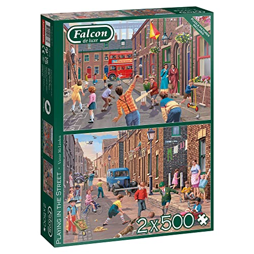 Jumbo Spiele Falcon Playing in the Street 2x 500 Teile - Puzzle für Erwachsene von Jumbo