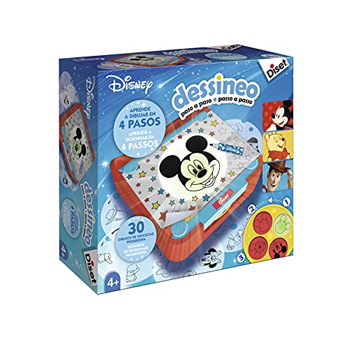 Diset 46617 Micky Maus Schritt-Dessineo Lernspielzeug zum Zeichnen der Lieblingsfiguren von Disney für Kinder ab 4 Jahren, pädagogisches, Mehrfarbig, 32,5x30,6x10,2 von Diset