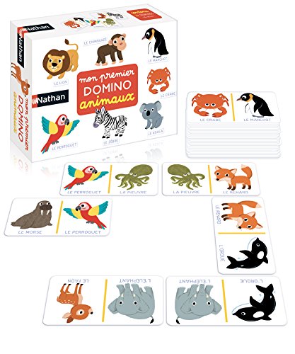 Nathan - Mein erstes Domino Tiere – entwickelt das Gedächtnis und das Lernen der Tiere – Lernspiel – alleine oder mit der Familie – für Kinder ab 2 Jahren von NATHAN
