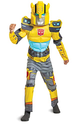 Bumblebee Costume, Muscle Transformer Costumes for Boys, Padded Character Jumpsuit, Kids Size Medium (7-8) von Disguise