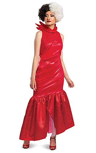 Cruella De Vil Kostüm, offizielles Disney Estella rotes Kleid Outfit aus Cruella Live Action Movie, Rot/Ausflug, einfarbig (Getaway Solids), L (12-14) von Disguise