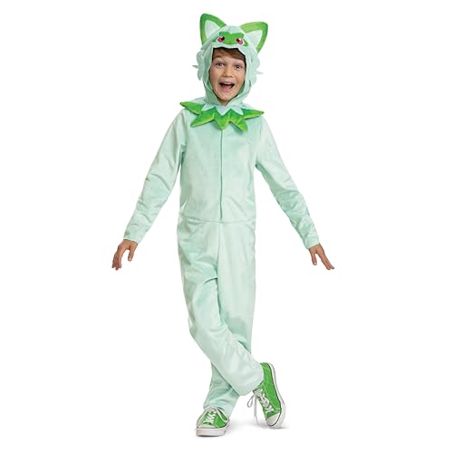 DISGUISE 156959K-20L SPRIGATITO HOODED JUMPSUIT CLASSIC Pokemon Dress Up & Accessories, Green, One Size von Disguise