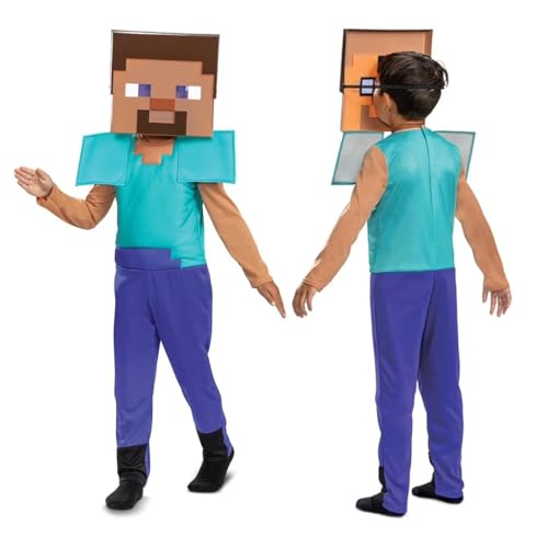Minecraft Steve Kostüm von Disguise, Offizielle Lizenz Verkleidung für Jungen, Videospiel-Outfit inspiriert, Ideal für fantasievolles Spielen und Halloween, 4-6 Jahre von Minecraft