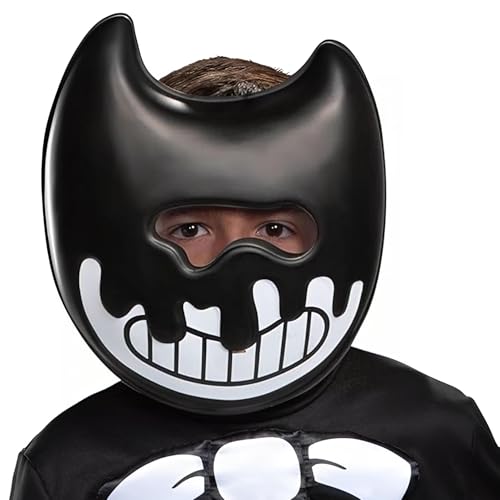 Disguise Bendy and The Ink Machine Costume Mask, Ink Bendy Costume Accessory, Game Inspired Kids Size Face-Mask (105379) Black/White von Disguise