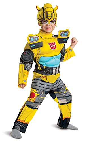 Disguise Bumblebee Costume, Toddlers Muscle Transformer Costumes for Boys, Padded Character Jumpsuit, Toddler Size Medium (3T-4T) Yellow von Disguise