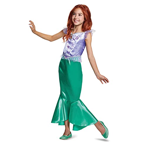Disney Official Classic Ariel costume, Little Mermaid costume Kids, Mermaid dress for girls, Ariel Dress Up for Girls fish outfit, costumes for Girls M von Disguise