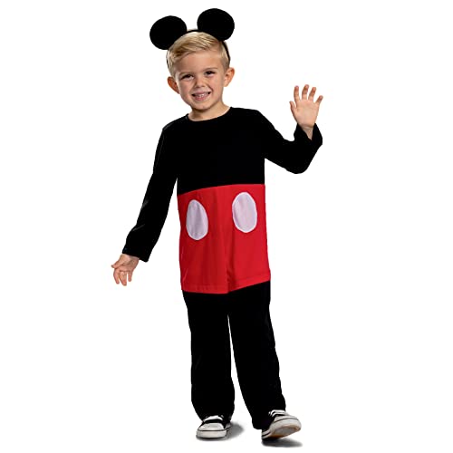 Disney Official Classic Mickey Mouse costume Kids includes Headband - Made with Supersoft material - Christmas Mickey Mouse Halloween Fancey Dress for Kids and Toddlers Size S von Disguise
