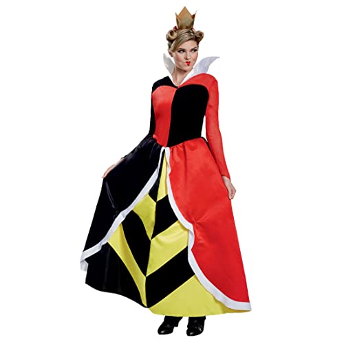 Disney Offizielles Premium Herzkönigin Kostüm Damen, Rote Königin Kostum Erwachsene, Alice Im Wunderland Kostum Frauen Halloween Kostum Kleid Costum Faschingskostum Karneval Geburstag L von Disguise