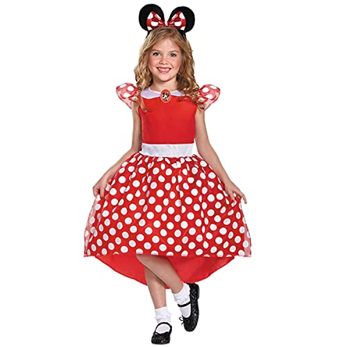 Disney Offizielles Minnie Mouse Kostüm Kinder Rot, Mini Mouse Mädchen mit Minnie Mouse Ohren, Maus Kostüm Kinder Kleid Faschingskostüm für Kinder Karneval Geburstag Costume Größ S von Disguise