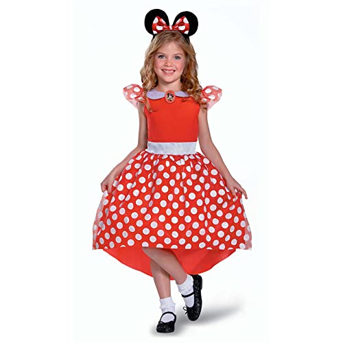 Disney Offizielles Minnie Mouse Kostüm Kinder Rot, Mini Mouse Mädchen mit Minnie Mouse Ohren, Maus Kostüm Kinder Kleid Faschingskostüm für Kinder Karneval Geburstag Costume Größ S von Disguise