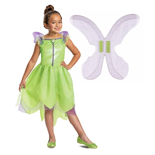 Disney Official Classic tinkerbell Fancy dress Up outfit, Green Fairy Costume for girls, costumes for girls S von Disguise