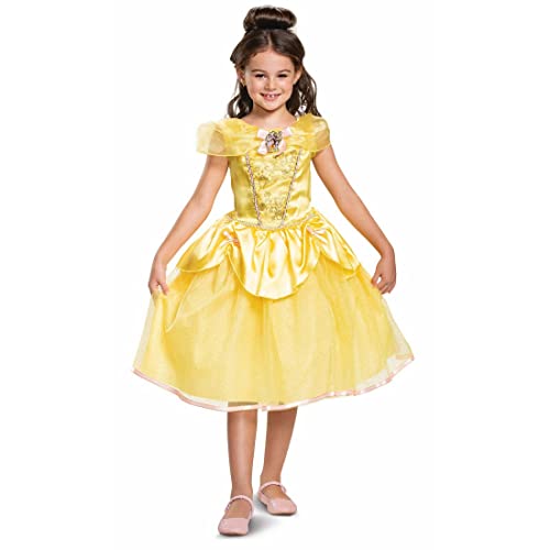 Disney Offizielles Deluxe Belle Kostüm Mädchen, Die Schöne und das Biest Kostum, Belle Kleid Mädchen, Karneval Faschingskostüme für Kinder Geburstag S von Disguise
