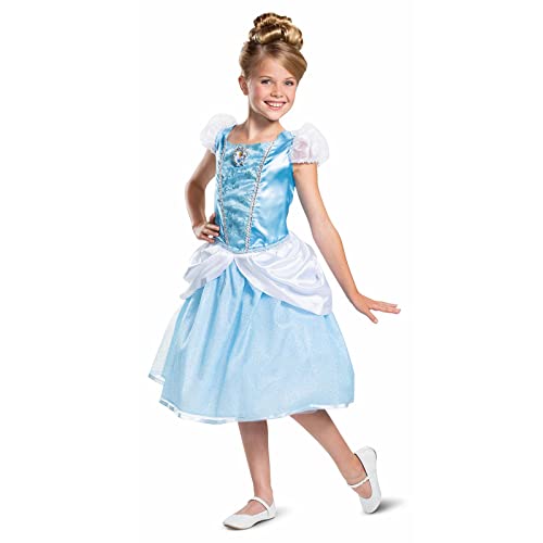 Disney Deluxe Prinzessin Kostüm für Mädchen, Cinderella Aschenputtel Kleid, Perfekt für Karneval und Geburtstag, 7-8 Jahre von Disguise