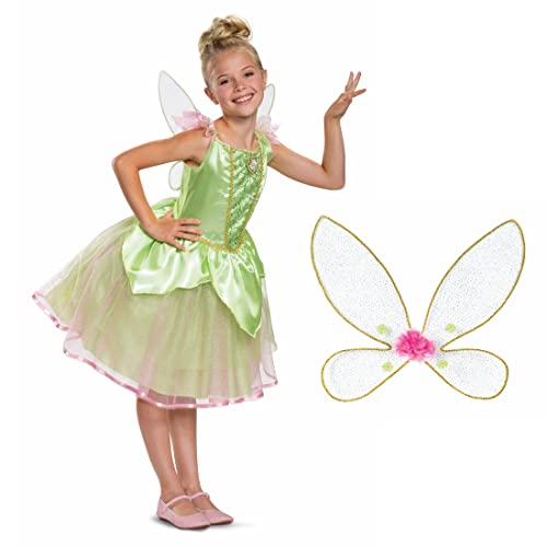 Disguise Disney Offizielles Deluxe Tinkerbell Kostüm Kinder, Kostüm Halloween Karneval Fee Kostüm Kleid Mädchen, Größe M, Grün, 7-8 Jahre von Disguise