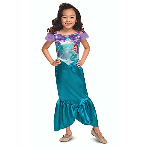 Disguise Offizielles Disney-Kostüm, Meerjungfrauen-Kostüm für Mädchen, Ariell-Kostüm, Meerjungfrauenkleid, Mädchen, Halloween, Größe S von Disguise