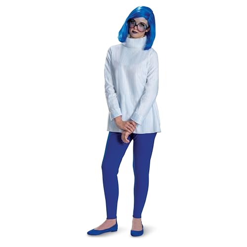Disguise Inside Out Traurigkeitskostüm, offizielles Deluxe-Halloween-Kostüm und Perücke, Erwachsenengröße (36-38) von Disguise