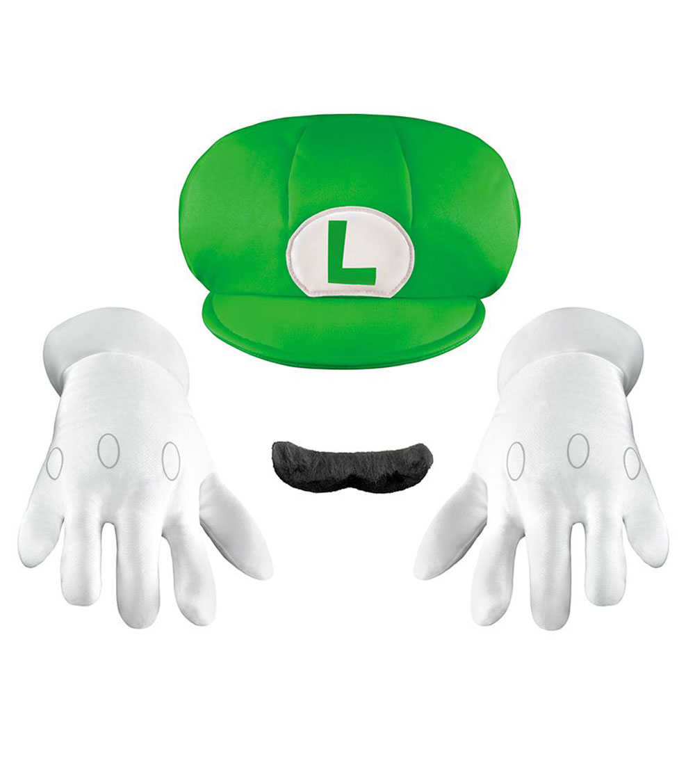Disguise Kostüm - Luigi-Hut m. Schnurrbart und Handschuhe - Disguise - One Size - Kostüme von Disguise