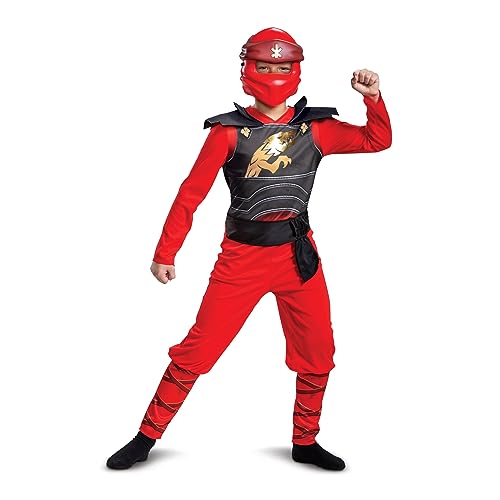Disguise Kai Kostüm für Kinder, Klassisches LEGO Ninjago Legacy Thema Kinder Charakter Jumpsuit, Kindergröße Large (10-12) von Disguise