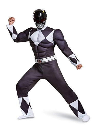 Disguise Offizielles Classic Power Rangers Kostüm Erwachsene Schwarz Power Ranger Kostüm fur Herren, Faschingskostüme Karneval Halloween Geburtstag Costume Größ XXL von Disguise