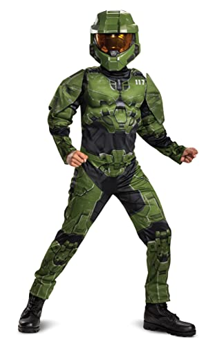 Disguise Halo Offizielles Halo-Kostüm für Kinder, Halo Master Chief Kinder, Halo-Kostüm für Kinder, Militärkostüm, Halloween, Kinder, Größe XL von Disguise