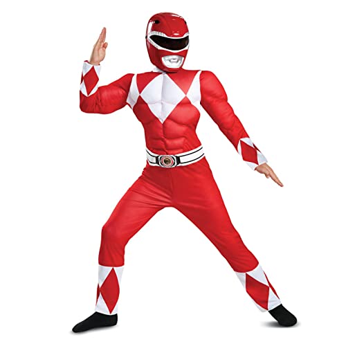 DISGUISE Offizielles Deluxe Muscle Power Rangers Kostüm Kinder Rot Faschingskostüme Kinder M von Disguise