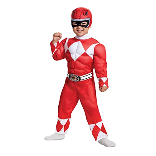 Disguise Offizielles Power Rangers Kostüm Kinder Rot Kleinkind, Karneval Kostüm Kleinkinder Ranger Faschingskostum Geburstag Superhelden Kostum fur Kleinkind Jungen Powerrangerskostüm von Disguise