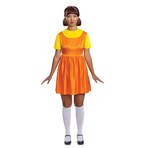 Disguise Squid Game Doll Costume, Official Squid Game Young Hee Doll Adult Costume, Rot/Ausflug, einfarbig (Getaway Solids), (18-20) von Disguise