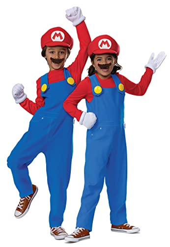 Disguise Super Mario 2W1 rote Kostüme, Karnevalskostüme Verkleidung Mario 127-136 cm 7-8 Jahre alt von Disguise