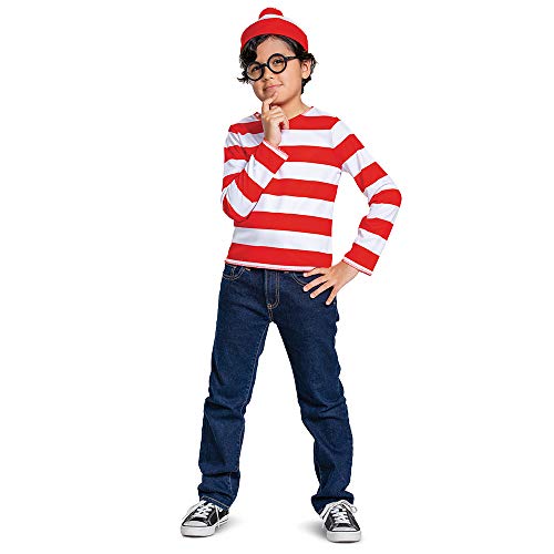 Disguise Wheres Waldo Halloween-Kostüm, offizielles Waldo-Kostüm-Set mit Hemd und Kappe mit Brillen-Outfit, klassische Kindergröße, XS (3T-4T), mehrfarbig von Disguise