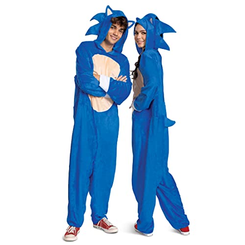 DISGUISE Offizielles Sonic-Kostüm für Erwachsene, hergestellt aus superweichem Material, Igel-Einteiler, Weihnachten, Halloween-Kostüm für Erwachsene, Größe XL von Disguise