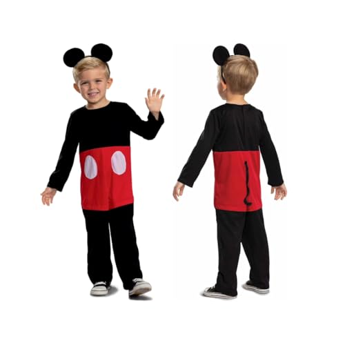 Disney Official Classic Mickey Mouse costume Kids includes Headband - Made with Supersoft material - Christmas Mickey Mouse Halloween Fancey Dress for Kids and Toddlers Size M (3-4) von Disguise