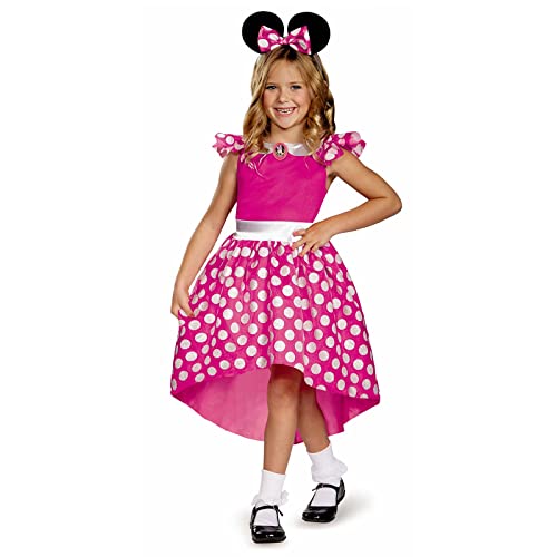 Disney Official Classic Pink minnie Mouse Costume Kids, Minnie Mouse Dress Up Outfit Skirt Girls Fancy Dress, costumes for girls S von Disguise