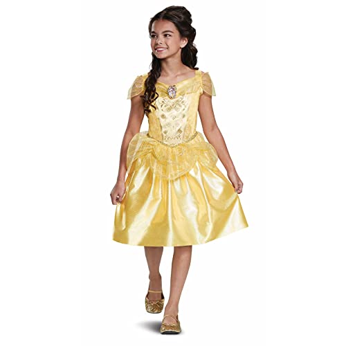 Disney Official Classic princess Bell Dressupfor Girls, Belle Costume kids, Beauty and the Beast costume, belle Fancy Dress Outfit, costumes for Girls M von Disguise