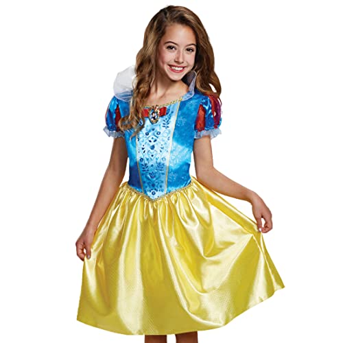 Disney Offizielles Classic Prinzessin Schneewittchen Kostüm Mädchen Kleid Princess Snow White Costume, Halloween Faschingskostüm für Kinder Karneval Kostüm Geburstag M von Disguise