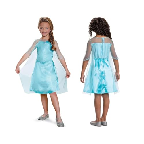 Disguise Disney Frozen Elsa Standard-Kostüm, offiziell lizenziertes Disney Frozen, enthält ein schönes eisblaues Kleid mit Netzärmeln und Umhang, Größe XS (3-4) von Disguise