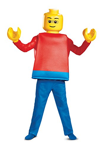 Generique - Lego-Männchen Kinderkostüm Fasching blau-rot-gelb 124/136 (7-8 Jahre) von Disguise