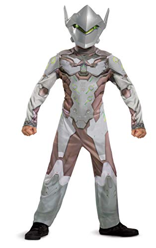 Genji Costume for Kids, Official Overwatch Costume Jumpsuit with Mask and Armor, Classic Child Size Extra Large (14-16) White von Disguise