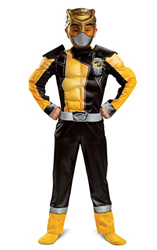 Gold Ranger Outfit for Kids, Beast Morphers Power Ranger Costume, Muscle Padded Character Jumpsuit, Child Size Medium (7-8) von Disguise